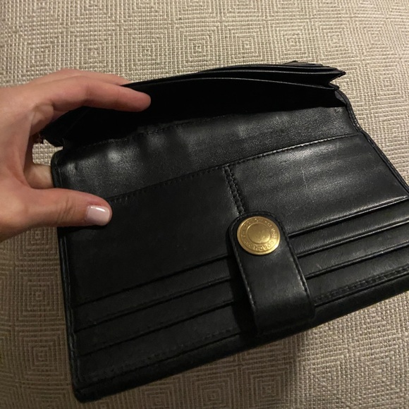 Coach Slim Double Snap Closure 12 Card Wallet/Clutch in Black Leather - Picture 6 of 11